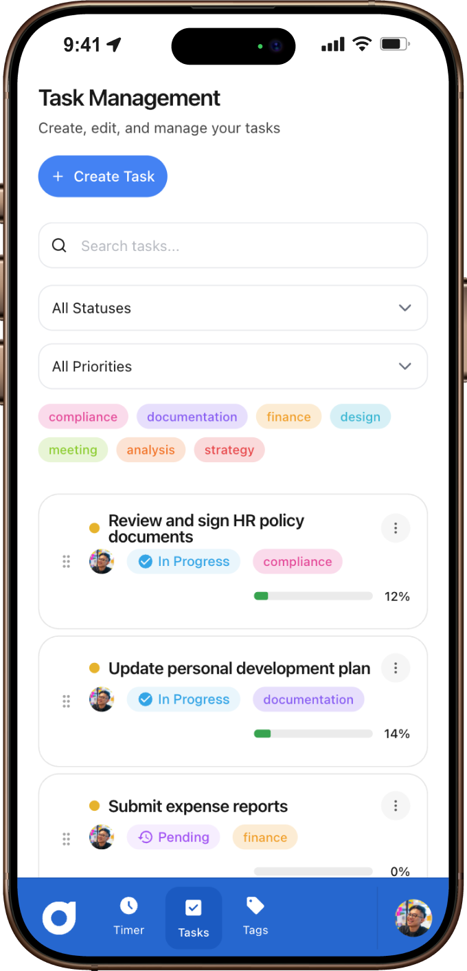 doup アプリのタスク管理画面